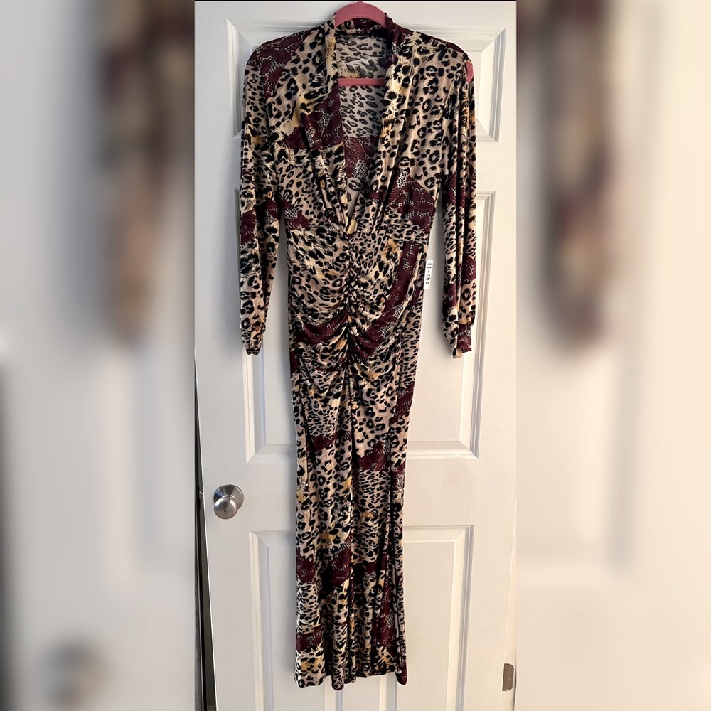 Cheetah print floor length tight dress